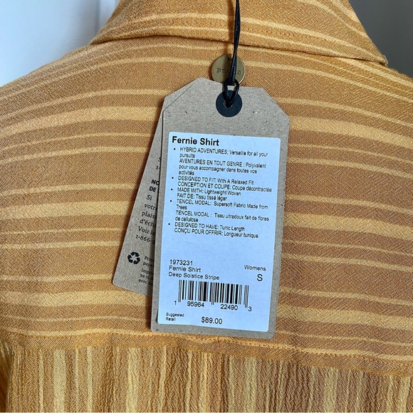 prAna Size small Deep Solstice Fernie Shirt Cover Up Stripe Button Front new! - Picture 5 of 9